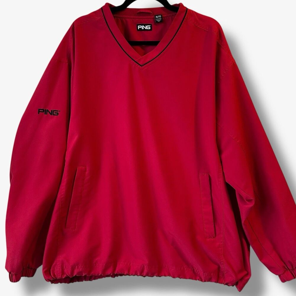 PING Golf Play Up Windshirt Windbreaker PULLOVER *Men XL* Shell Layer LS  Red